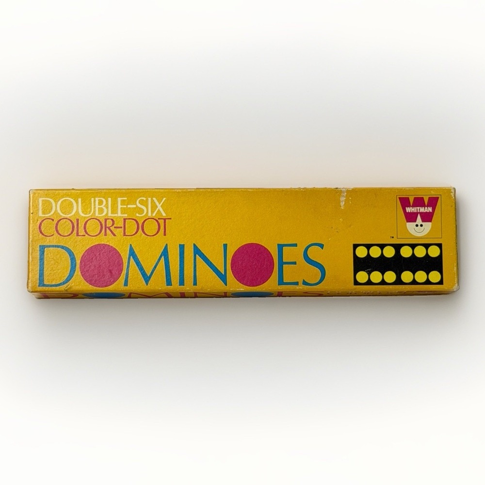Whitman Double Six Color Dot Dominoes  1970's GC